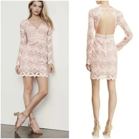 NWT SAYLOR Elora Pink Salmon Lace Dress $285 - Picture 1 of 8